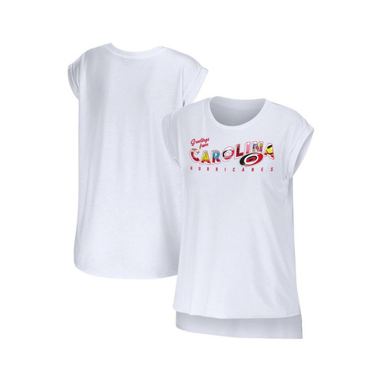 Women's White Carolina Hurricanes Greetings From Muscle T-shirt