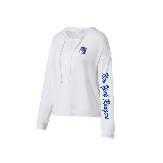 Women's White New York Rangers Accord Hacci Long Sleeve Hoodie T-shirt