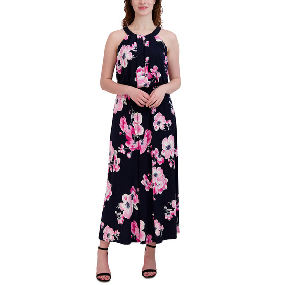 Petite Floral-Print Halter Maxi Dress