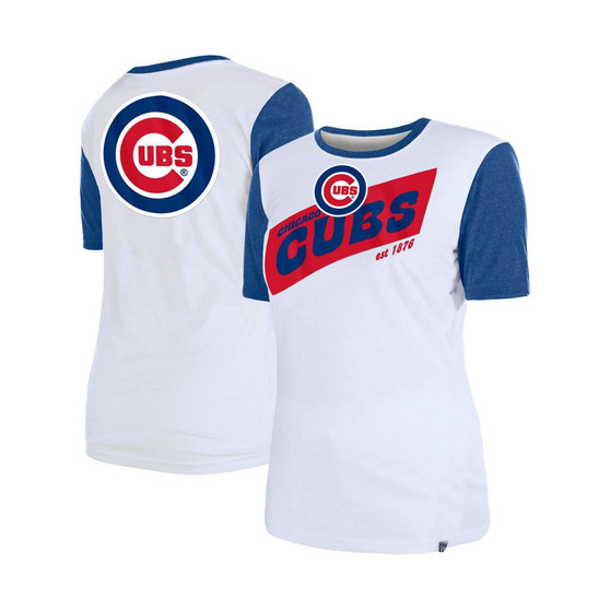 Women's White Chicago Cubs Colorblock T-shirt