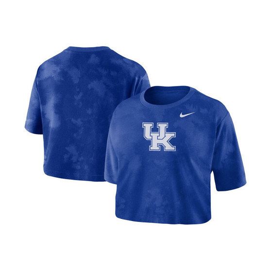 Women's Royal Kentucky Wildcats Tie-Dye Cropped T-shirt