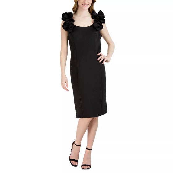 Women's Ruffled-Shoulder Sleeveless Dress
