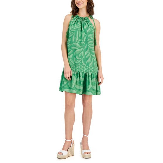Women's Printed Shift Tassel Dress