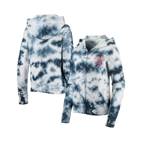 Women's Navy Boston Red Sox Tie-Dye Fleece Full-Zip Hoodie