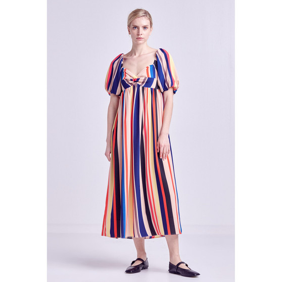 Women's Multi Color Stripe Maxi Dress