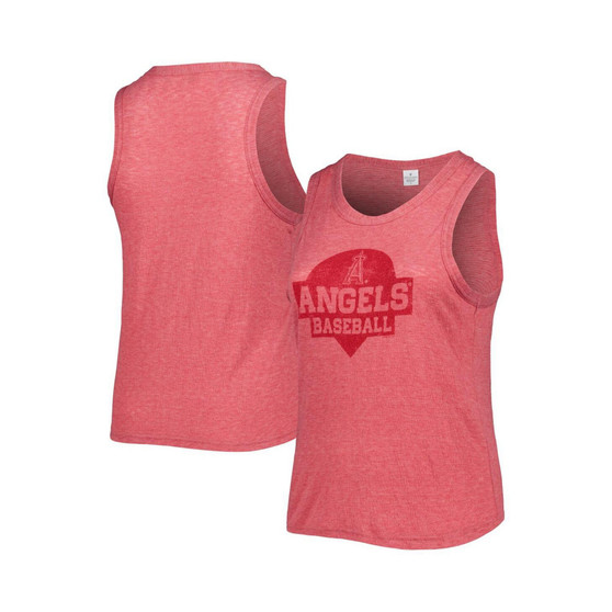 Women's Red Los Angeles Angels Plus Size High Neck Tri-Blend Tank Top
