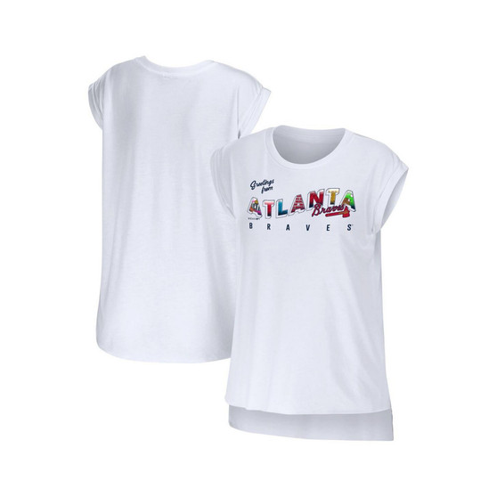 Women's White Atlanta Braves Greetings From T-shirt