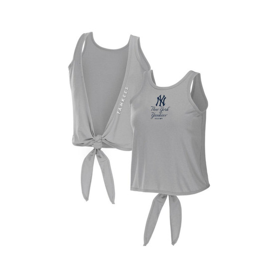 Women's Gray New York Yankees Open Back Twist Tie Tank Top