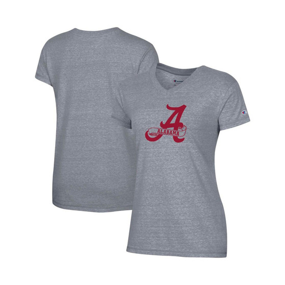 Women's Gray Alabama Crimson Tide Vault Logo V-Neck T-shirt