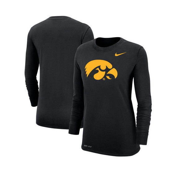 Women's Black Iowa Hawkeyes Team Logo Performance Long Sleeve T-shirt