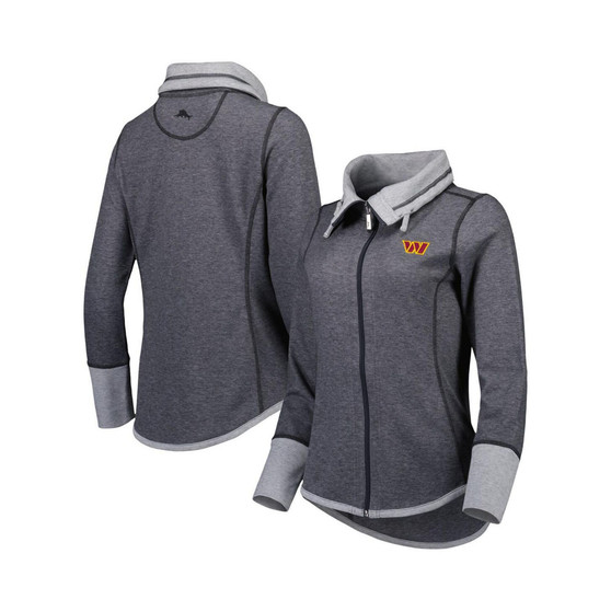 Women's Heathered Black Washington Commanders Sport Sun Fade Full-Zip Sweatshirt