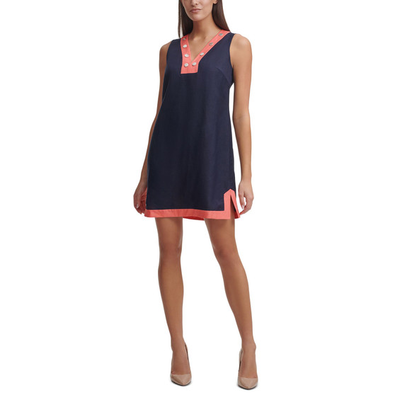 Contrast-Trim Shift Dress