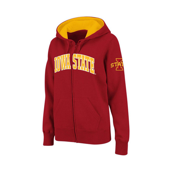 Women's Cardinal Iowa State Cyclones Arched Name Full-Zip Hoodie