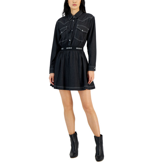 Women's Contrast-Stitching Denim Dress