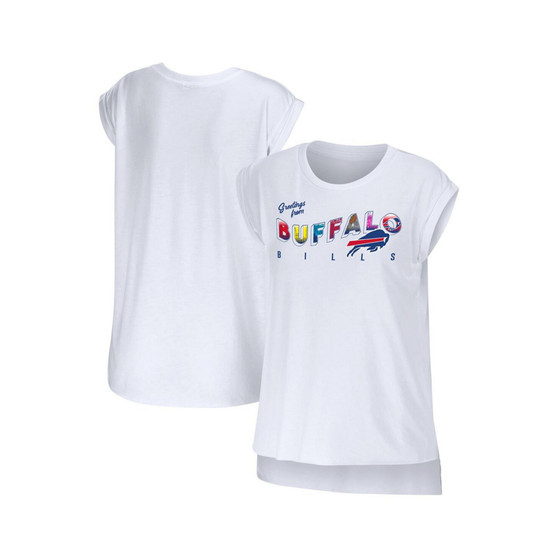 Women's White Buffalo Bills Greetings From Muscle T-shirt
