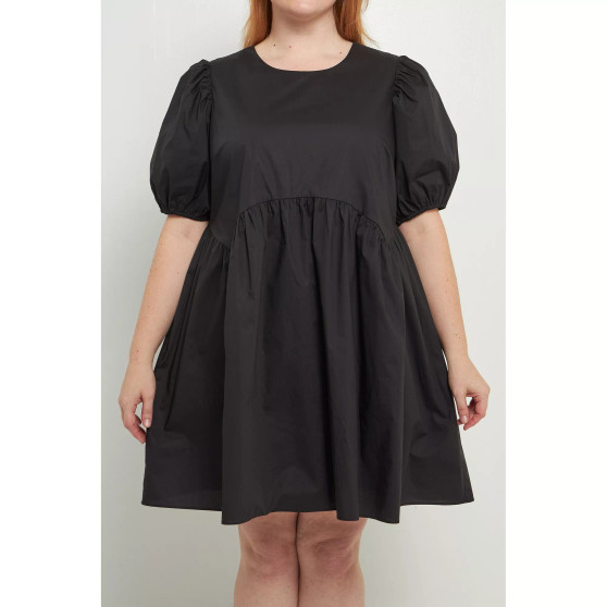 Women's Plus size  Asymmetrical Baby doll Mini with Back Spaghetti Ties