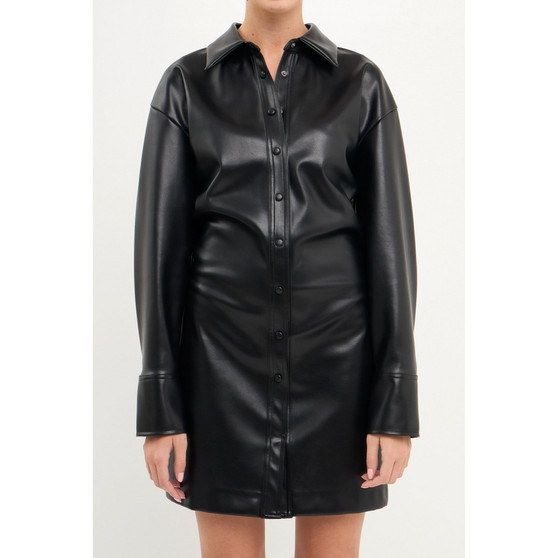 Women's Faux Leather Mini Dress