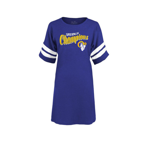 Women's Threads Heather Royal Los Angeles Rams Super Bowl LVI Champions My Turf Tri-Blend Varsity Dress