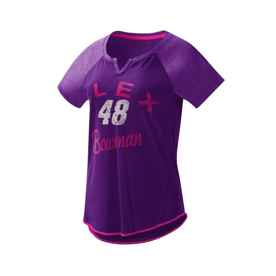 Women's Purple Alex Bowman Grand Slam Tri-Blend Notch V-Neck T-shirt