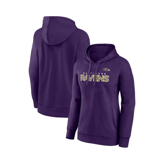 Women's Branded Purple Baltimore Ravens Iconic Cotton Fleece Checklist Pullover Hoodie