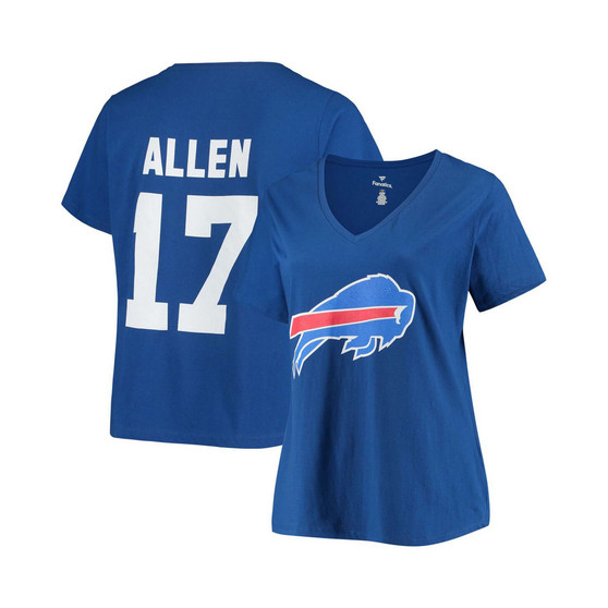 Women's Plus Size Josh Allen Royal Buffalo Bills Name Number V-Neck T-shirt