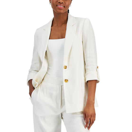 Women's Linen-Blend Roll-Tab Blazer