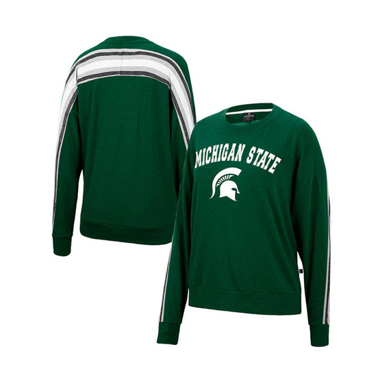 Women's Heathered Green Michigan State Spartans Team Oversized Pullover Sweatshirt