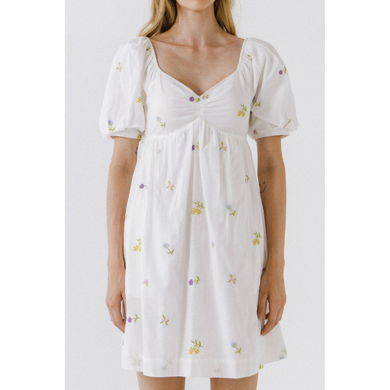 Women's Embroidery Babydoll Mini Dress