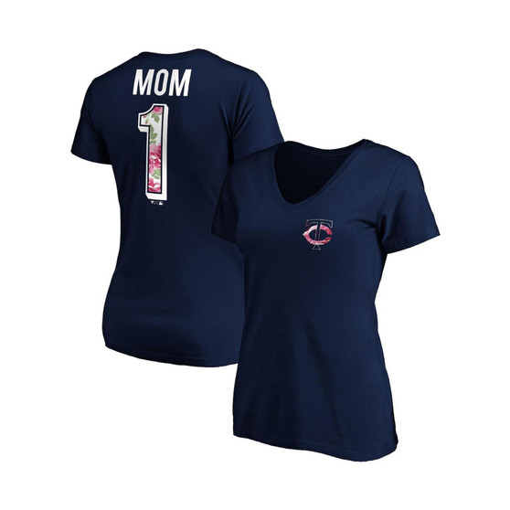 Women's Branded Navy Minnesota Twins Mother's Day Logo V-Neck T-shirt