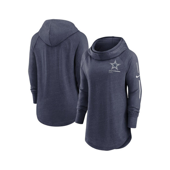 Women's Navy Dallas Cowboys Minimal Statement Raglan Funnel Neck Pullover Hoodie