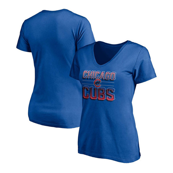 Women's Royal Chicago Cubs Compulsion To Win V-Neck T-shirt