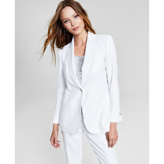 Women's Metallic Tweed One-Button Blazer