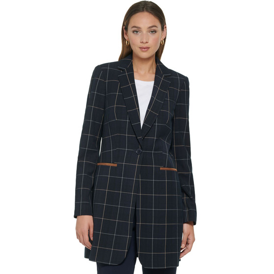 Women's Windowpane One-Button Blazer