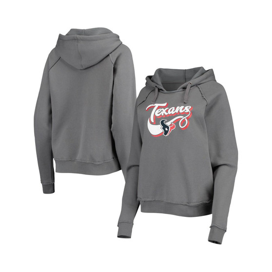 Women's Gray Houston Texans Script Fleece Raglan Pullover Hoodie