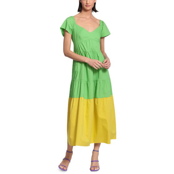 Colorblocked Tiered Maxi Dress