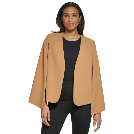 Women's Collarless Open-Front Cape Jacket