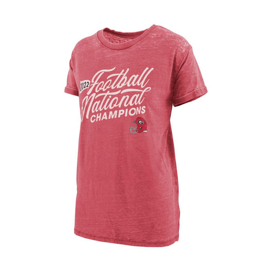 Women's Red Georgia Bulldogs College Football Playoff 2022 National Champions Relaxed Fit Melange T-shirt