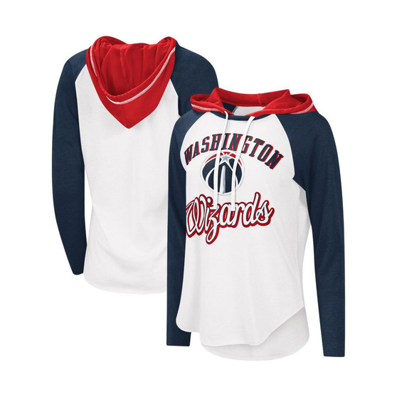 Women's White Washington Wizards MVP Raglan Hoodie Long Sleeve T-shirt