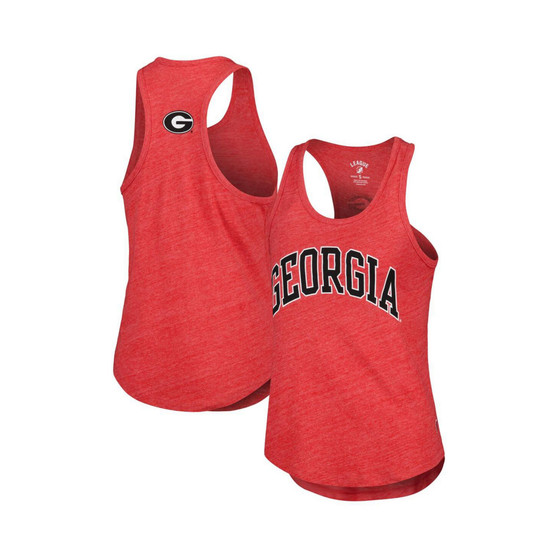 Women's Heather Red Georgia Bulldogs Two-Hit Intramural Tri-Blend Scoop Neck Racerback Tank Top