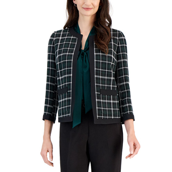 Women's Tweed 3/4-Sleeve Open-Front Blazer