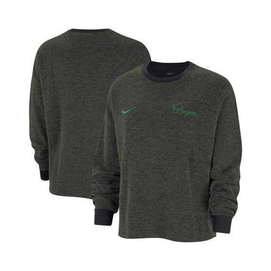 Women's Black Oregon Ducks Yoga Script Pullover Sweatshirt