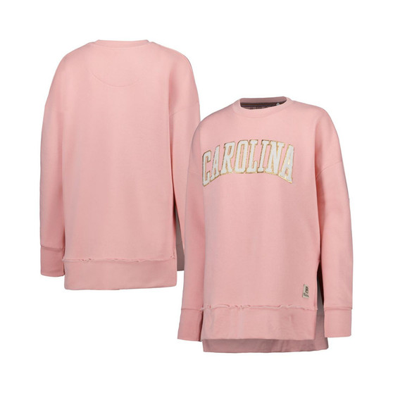 Women's Pink North Carolina Tar Heels La Jolla Fleece Pullover Sweatshirt