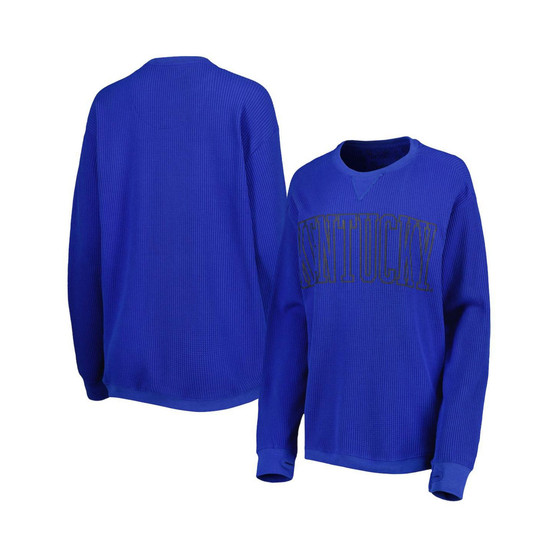 Women's Royal Kentucky Wildcats Surf Plus Size Southlawn Waffle-Knit Thermal Tri-Blend Long Sleeve T-shirt