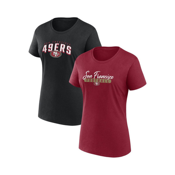 Women's Branded Scarlet, Black San Francisco 49ers Fan T-shirt Combo Set