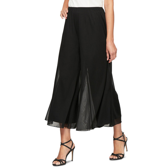 Chiffon Wide-Leg Capri Pants