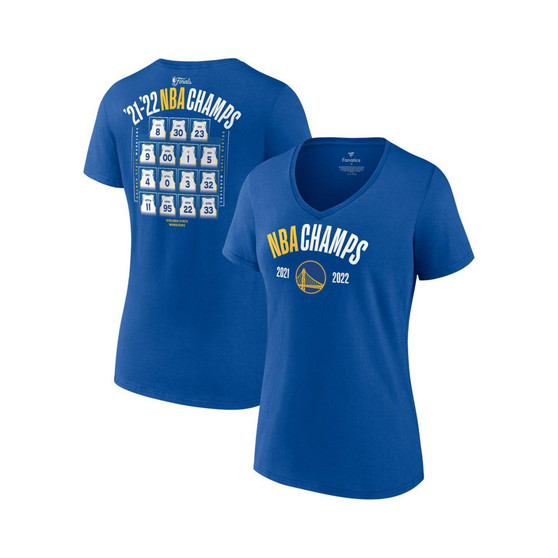 Women's Branded Royal Golden State Warriors 2022 NBA Finals Champions Final Buzzer Jersey Roster V-Neck T-shirt