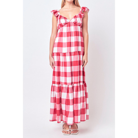 Women's Gingham Maxi Dress