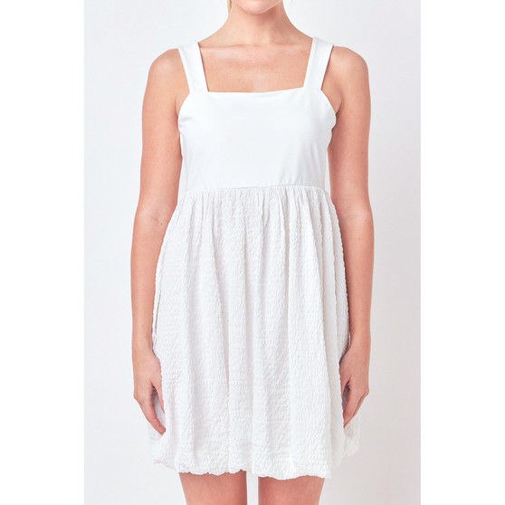 Women's Mix Media Balloon Mini Dress