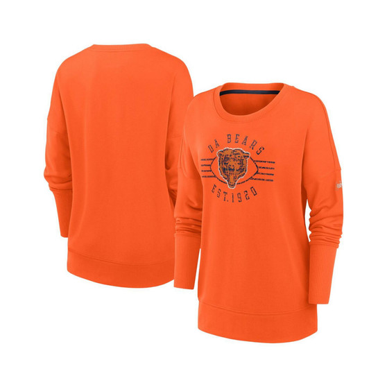 Women's Orange Chicago Bears Rewind Playback Icon Performance Pullover Sweatshirt