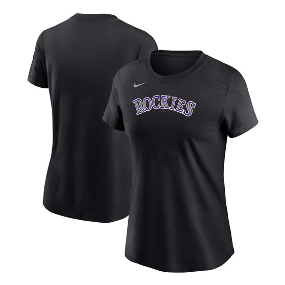 Women's Black Colorado Rockies Wordmark T-shirt